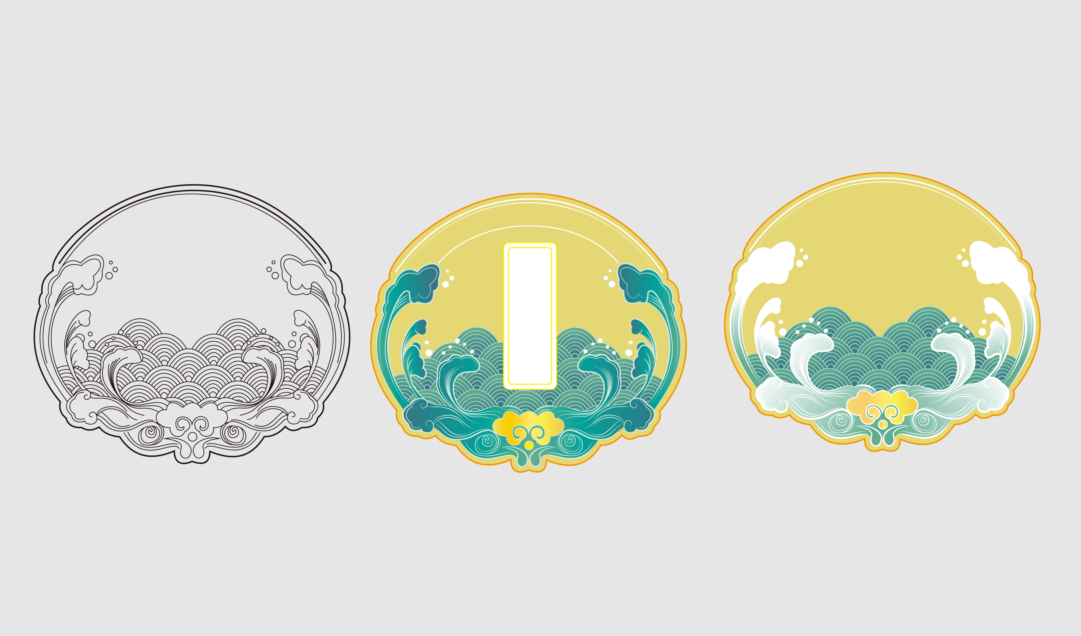 水纹标 线条 彩色 矢量插画图